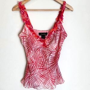 Nicole Miller silk top with ruffled straps (S)